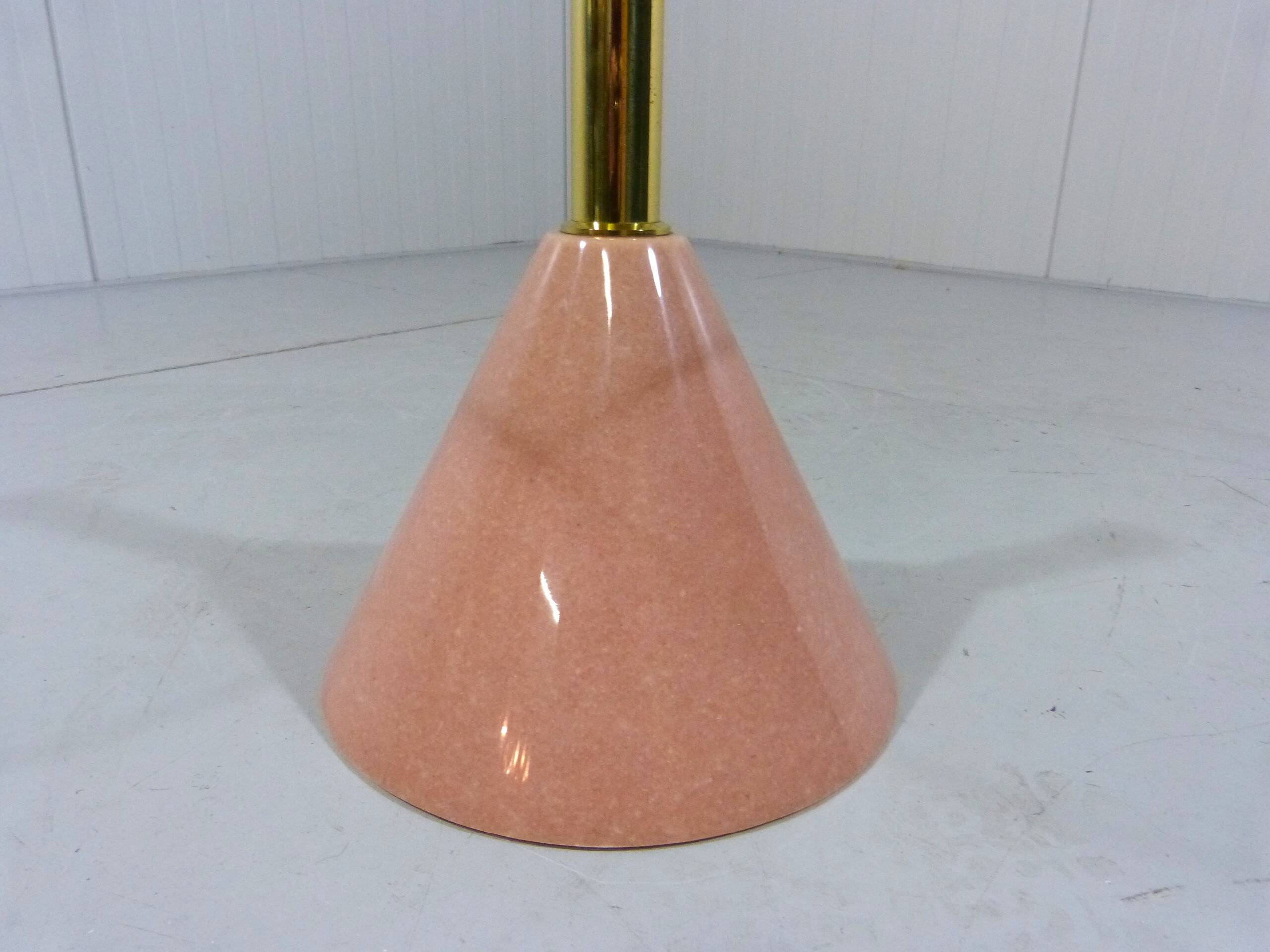 Italian Memphis style pink natural stone & glass side table 1980’s