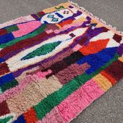 Grand tapis berbère marocain multicolore 350x200 cm – motifs géométriques