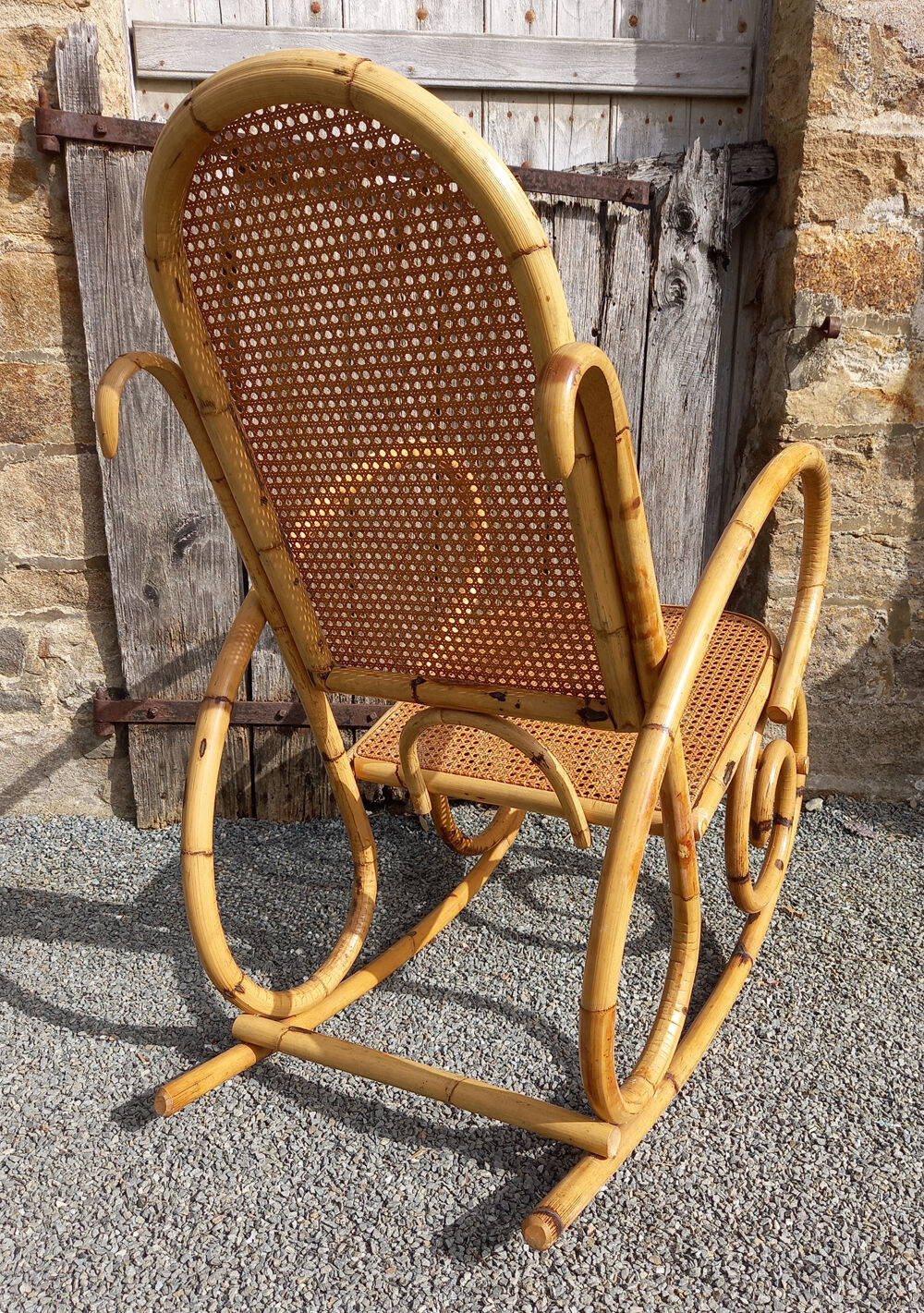 Bamboo, canborn, vintage rocking chair