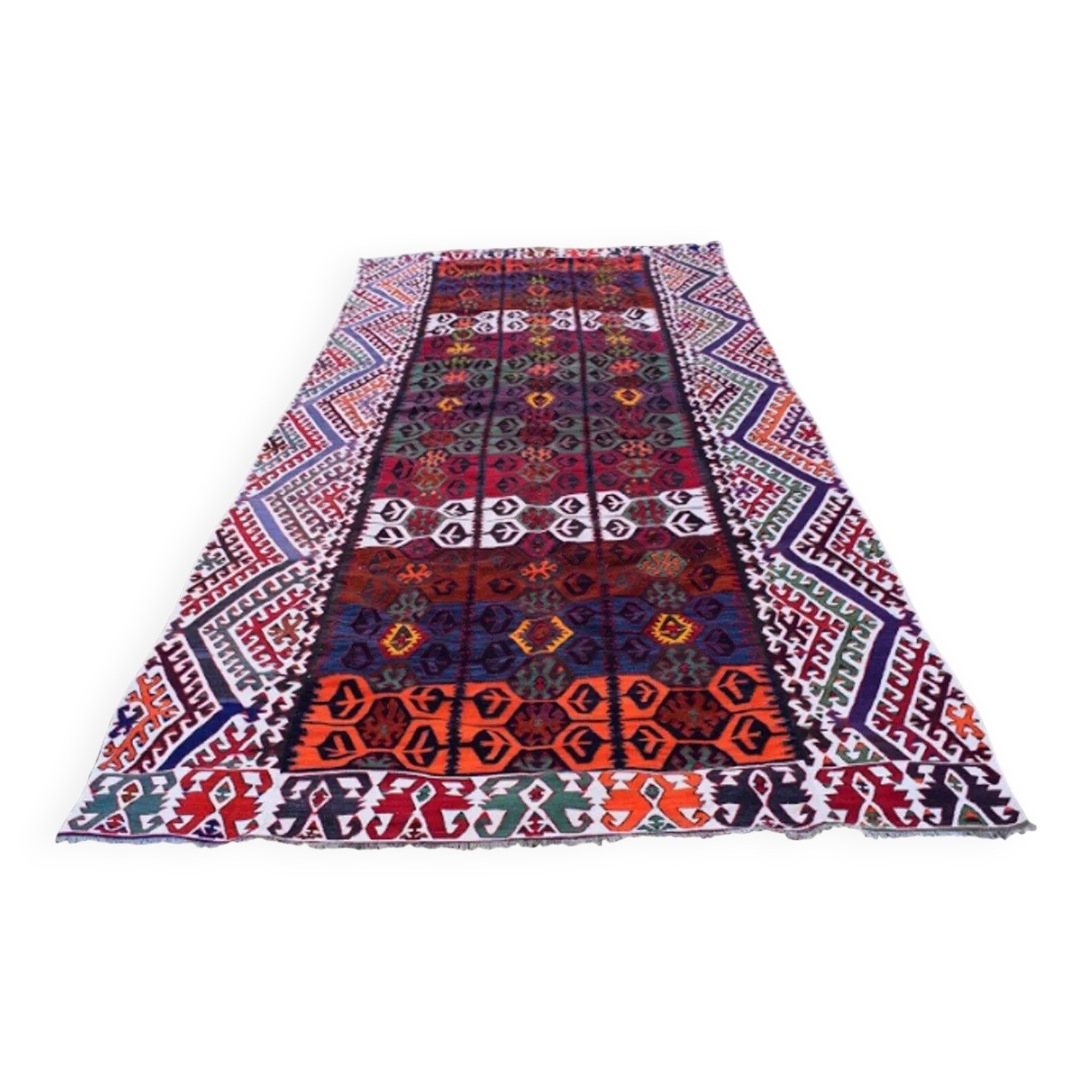 Vintage Turkish kilim, handwoven, 190x445 cm.