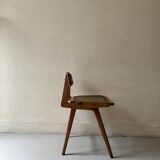 Teak wood and cane chair design, SNA Roset / Landault 1950-60