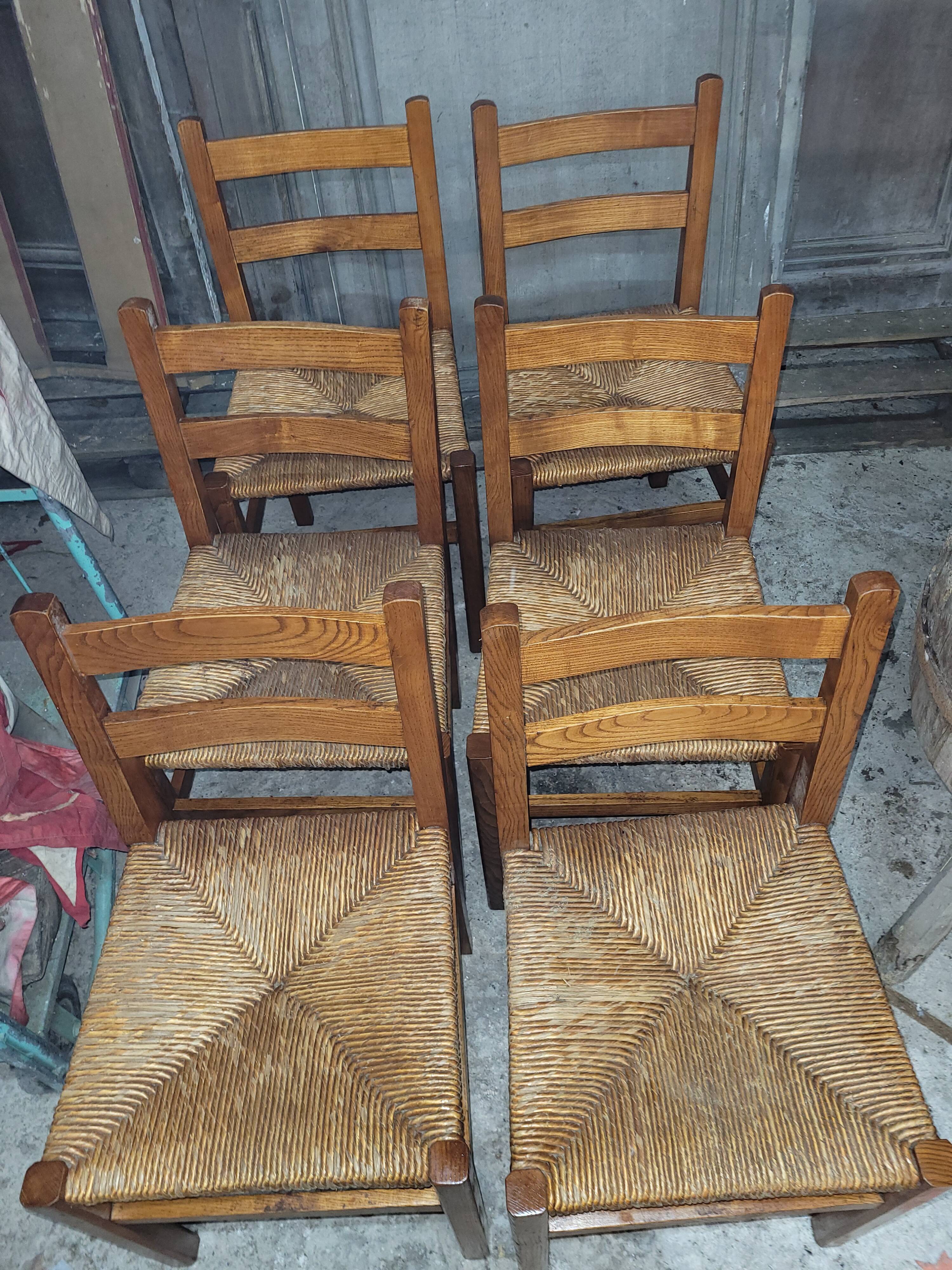 6 rustic oak chairs