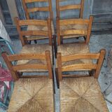 6 rustic oak chairs