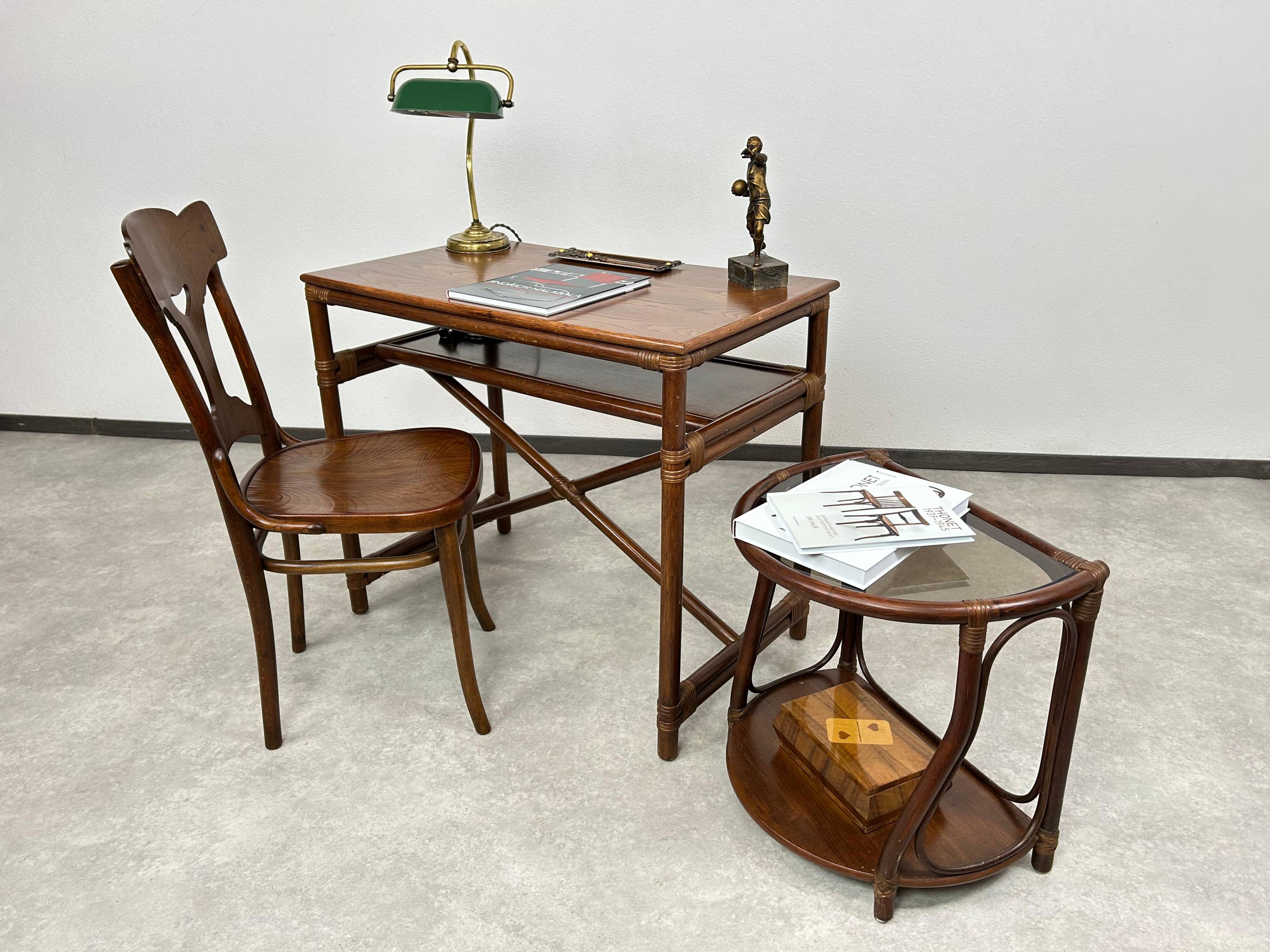 Modern mid-century bamboo desk by Gervasoni
