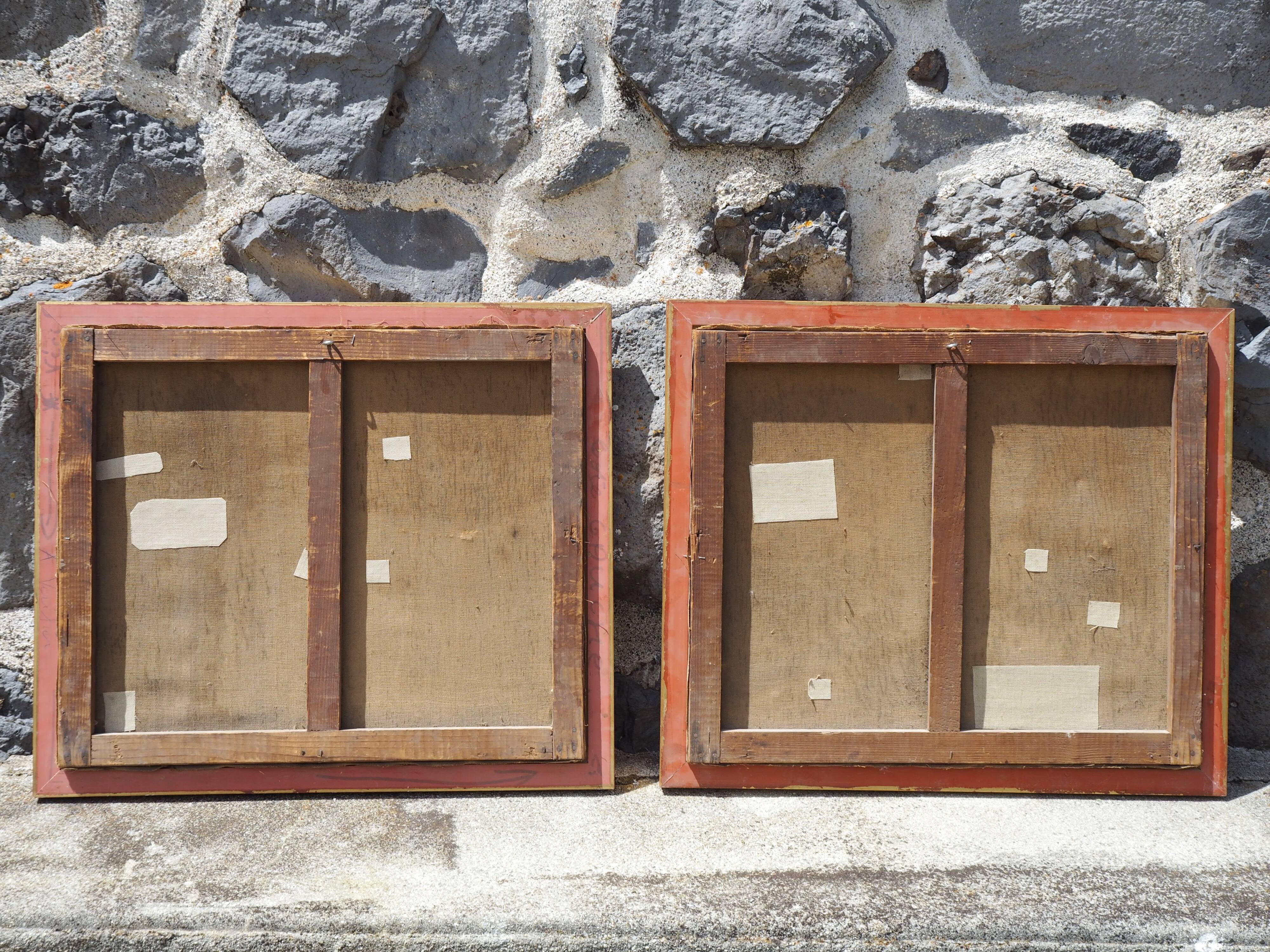 Pendants de scènes de chasse, huiles sur toile encadrées