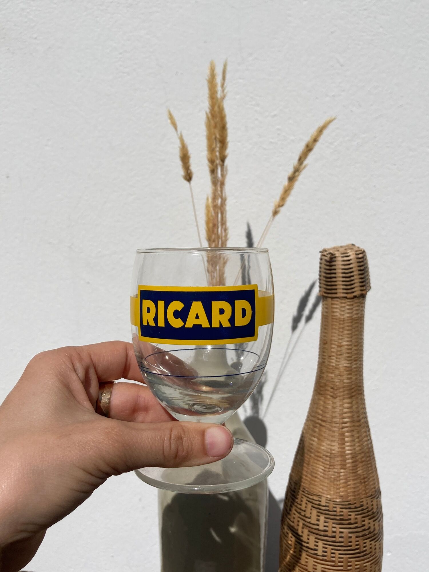 3 glasses with feet of vintage bistrot Ricard
