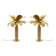 Pair of Mid-century Modern Italian Brass and Rattan Palm Tree Lamps, 1970s