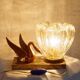 bedside lamp art deco marble, swan glass in regulated