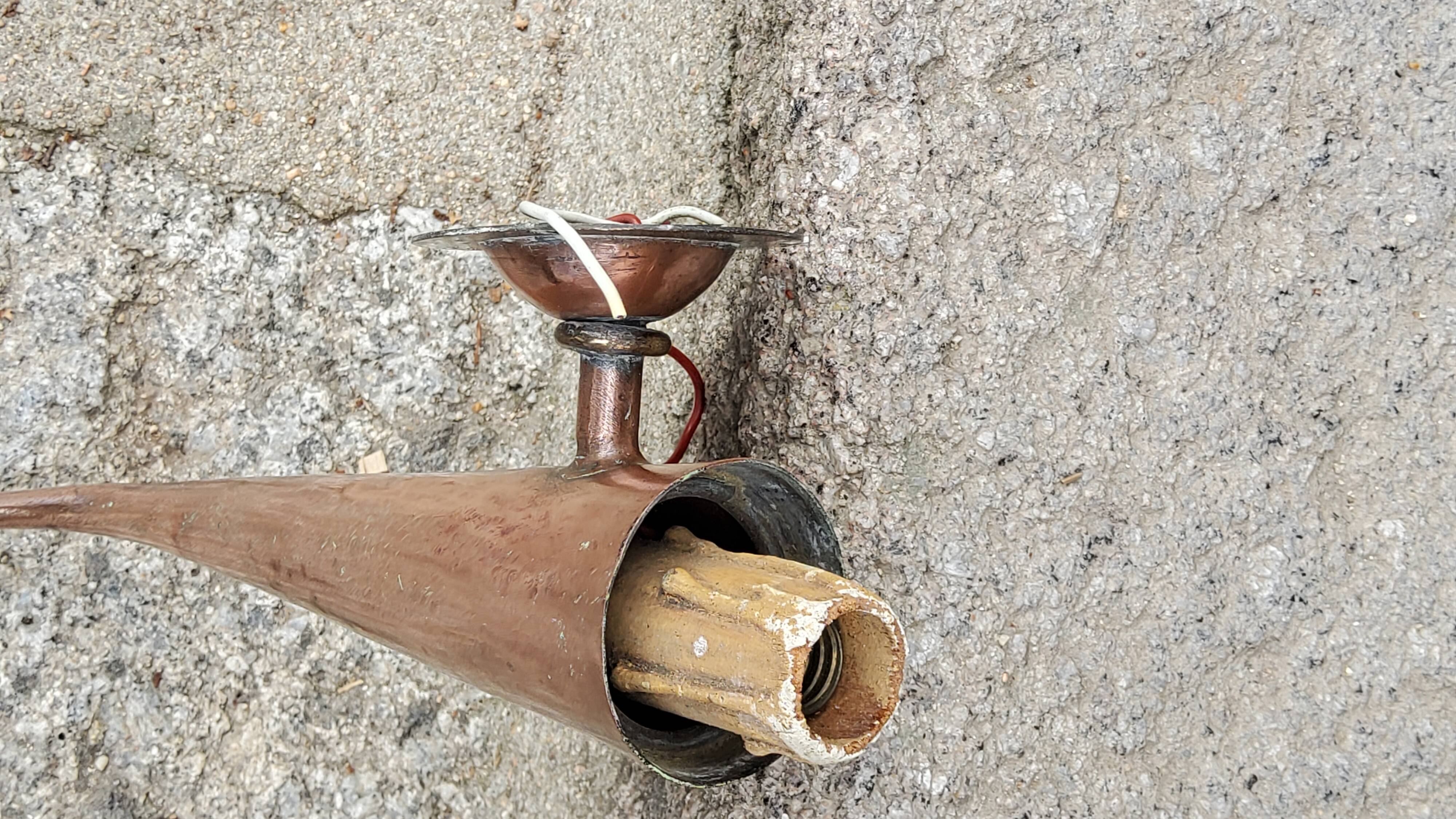 Pair of vintage 50s copper and metal wall lights