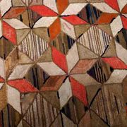 Handmade antique American Hooked geometric rug 4.8' x 7.7' (146cm x 234cm) 1900s - 1B654