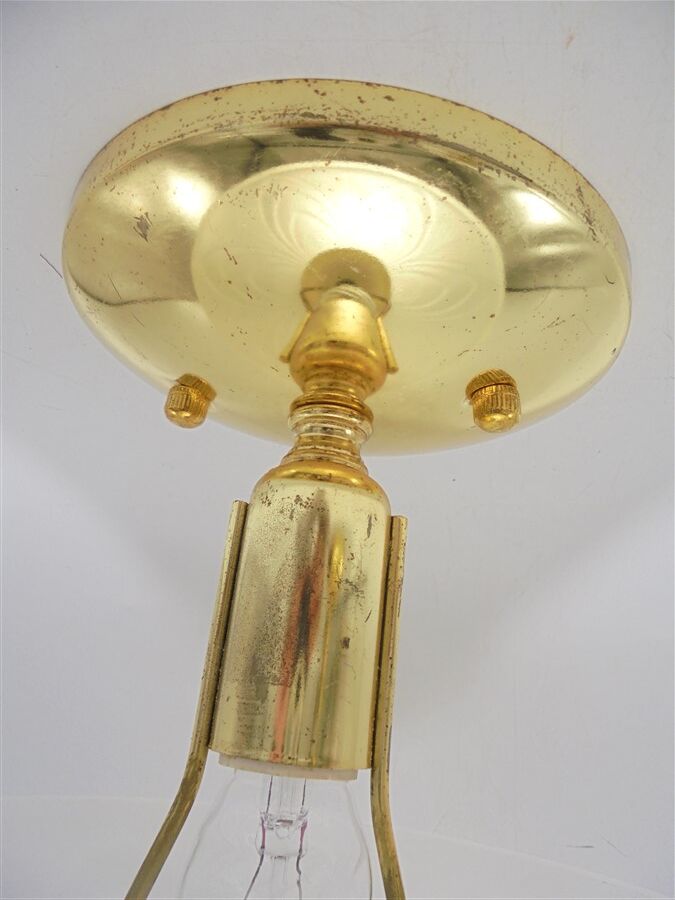 Glass and gilded metal ceiling lamp