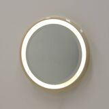 Large round ceramic floating mirror with light, 1960s.