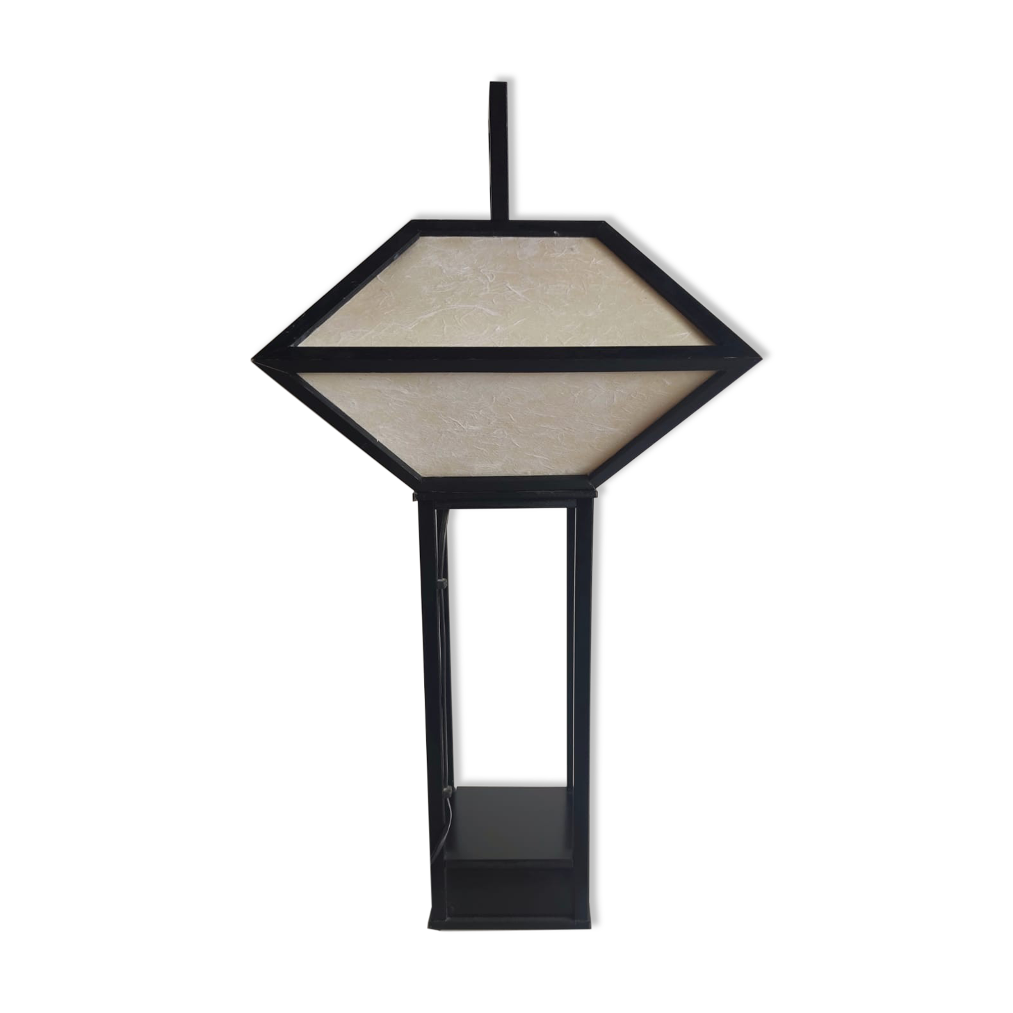 Japanese lamp in black lacquered wood and rice paper H:75cm