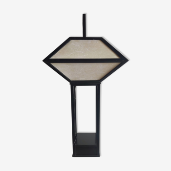 Lampe japonaise en bois laqué noir et papier de riz