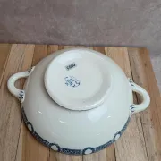 Soupière ancienne en terre de fer Salins – Modèle Saïda – Décor bleu