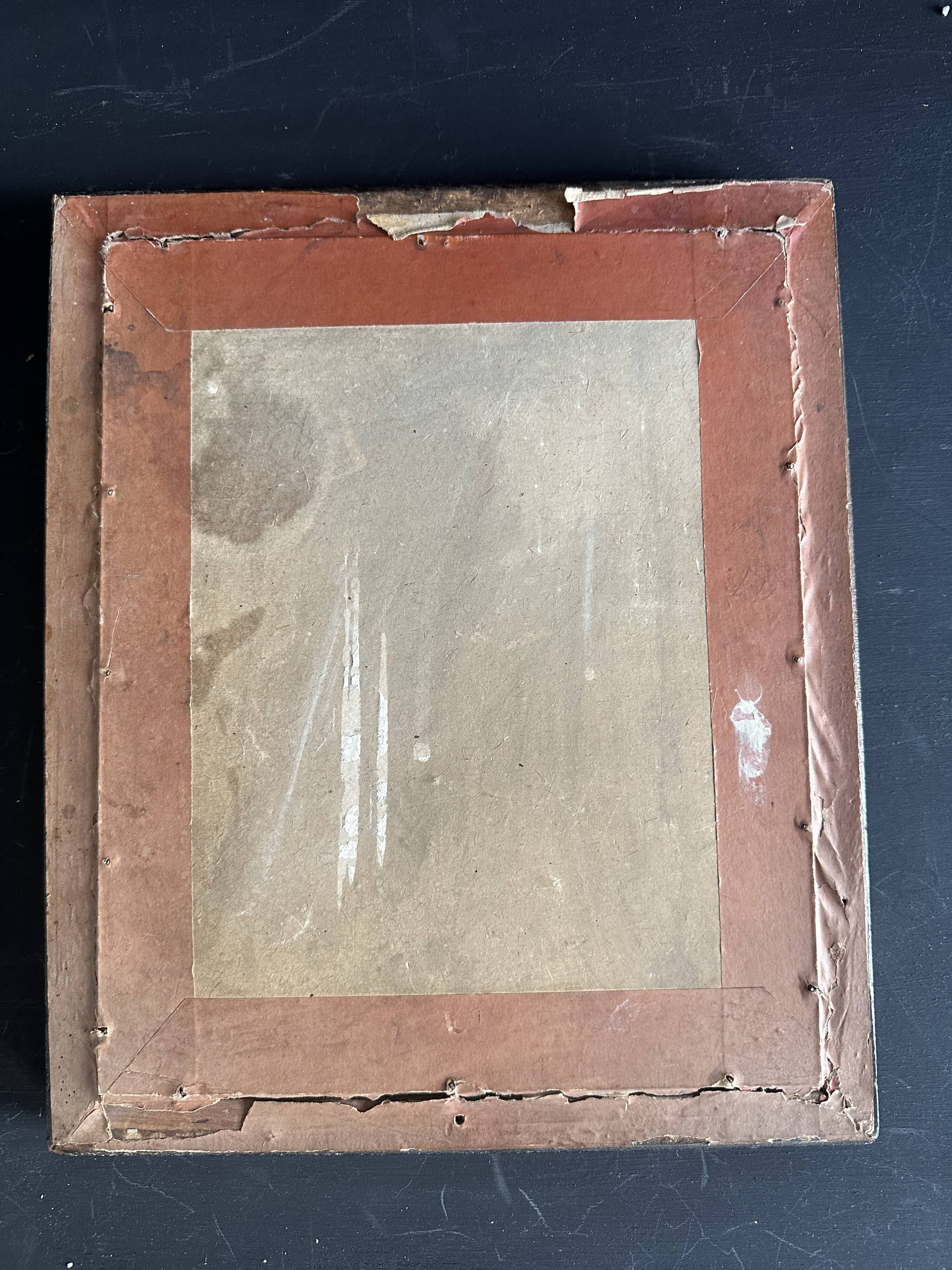 Miroir Napoléon III en bois noir et doré, XIXe siècle