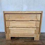 Commode vintage moderniste en orme massif 3 tiroirs