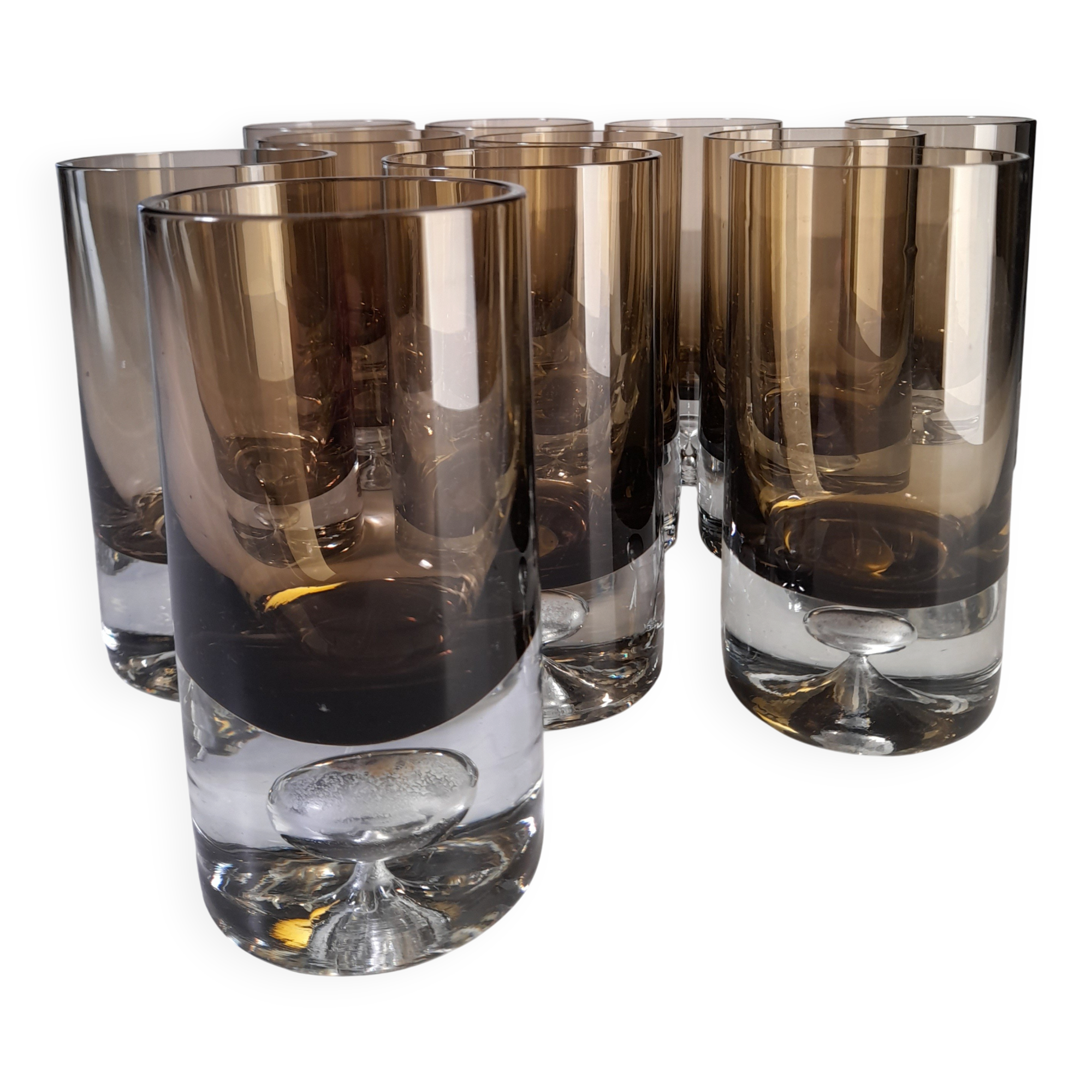 Set of 11 glasses, design by Roland Pösch Gral Glas, vintage 70s.