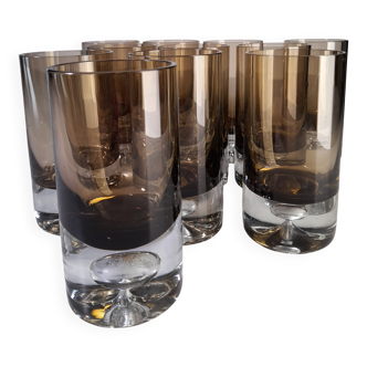 Set of 11 glasses, design by Roland Pösch Gral Glas, vintage 70s.