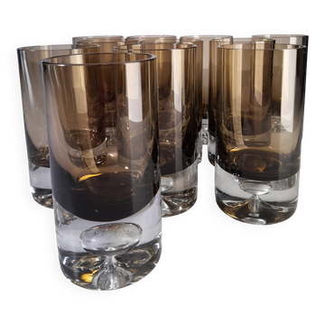 Set of 11 glasses, design by Roland Pösch Gral Glas, vintage 70s.