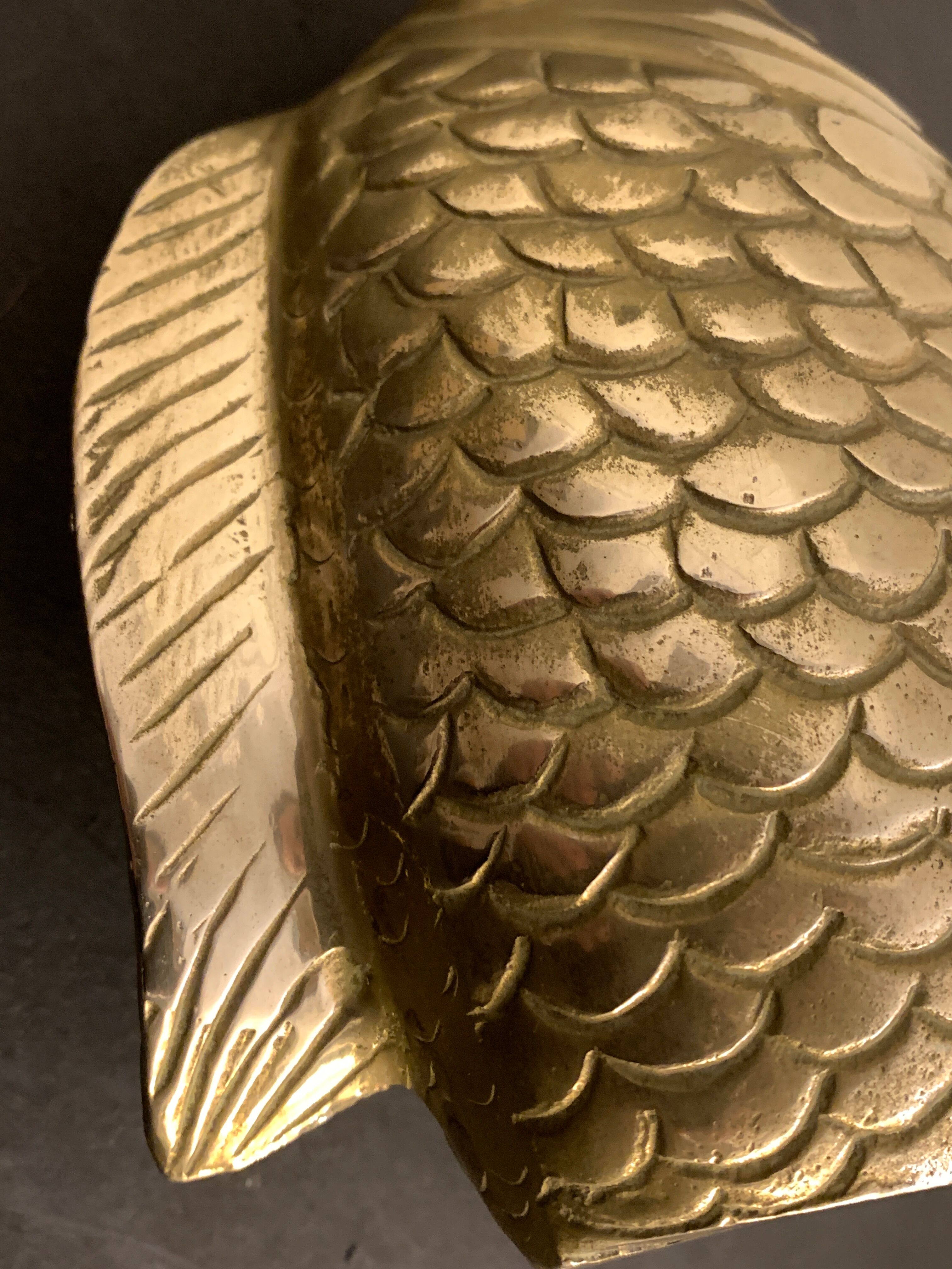 Koi fish vase, solid brass carp, Japan, late nineteenth century