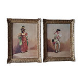 Pair of oils on panel by henri victor lesur