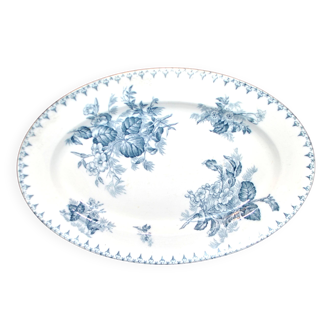 SARREGUEMINES FLORE Large Oval Platter with blue flower decoration U&C 36cm