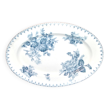 SARREGUEMINES FLORE Large Oval Platter with blue flower decoration U&C 36cm