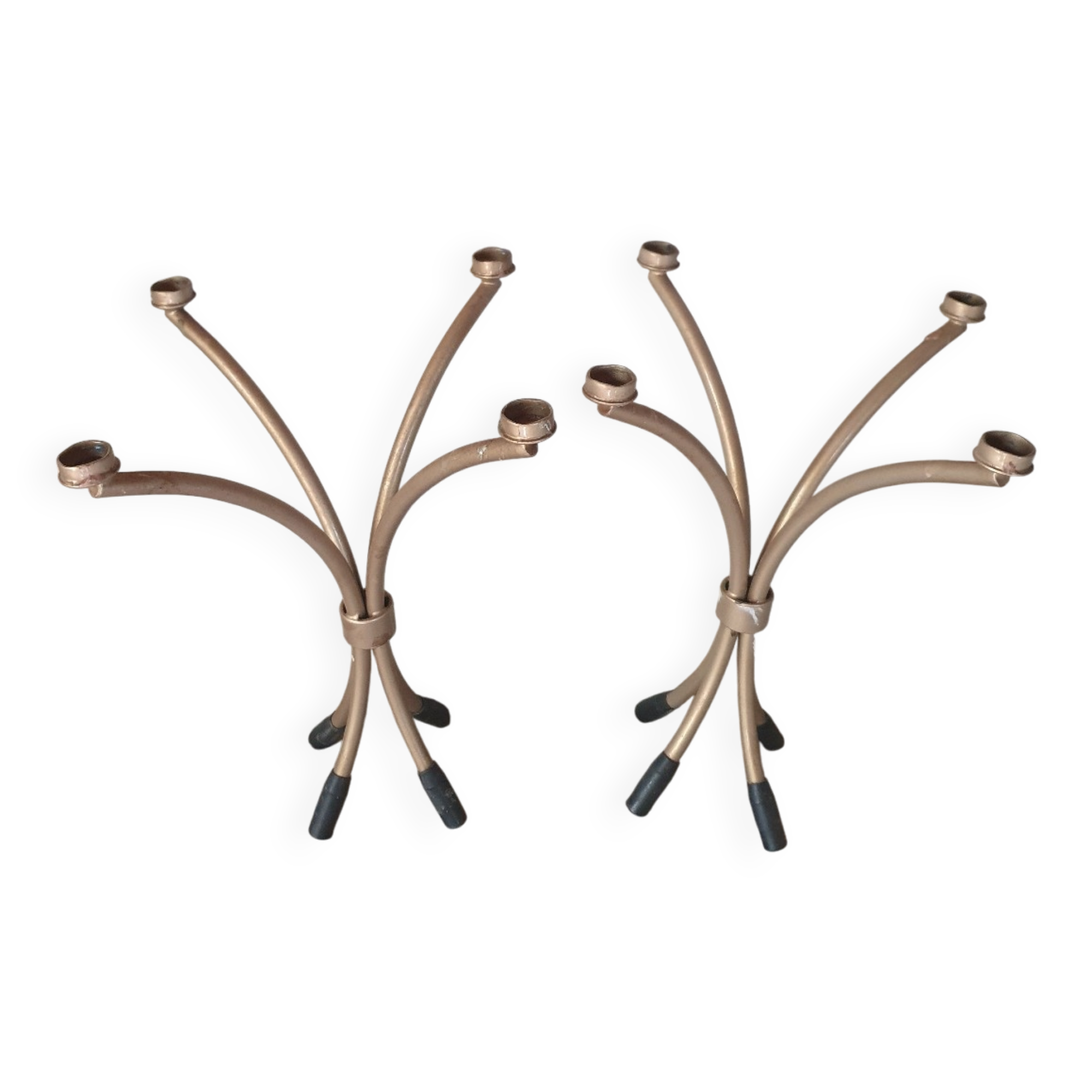 Two gold-plated brass candle holders for 8 candles.
