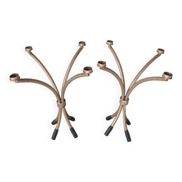 Two gold-plated brass candle holders for 8 candles.