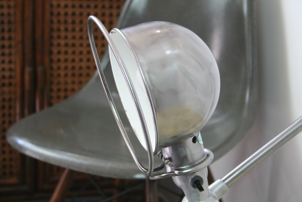 Jieldé desk lamp 2 arms 40cm base seed glossy varnish, Vintage industrial Jean Louis Domecq