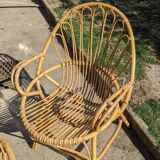 rattan garden set 2 armchairs and side table