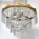 3-light chandelier in gold metal and glass pendants