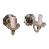 Pair of Wall Sconces in Murano Style 50s