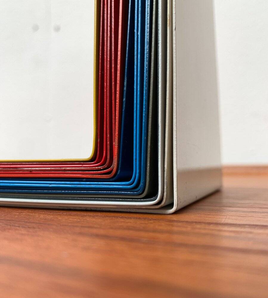 Mid-century German colourful minimalist metal bookends by Soennecken, 1960s, set of 16.