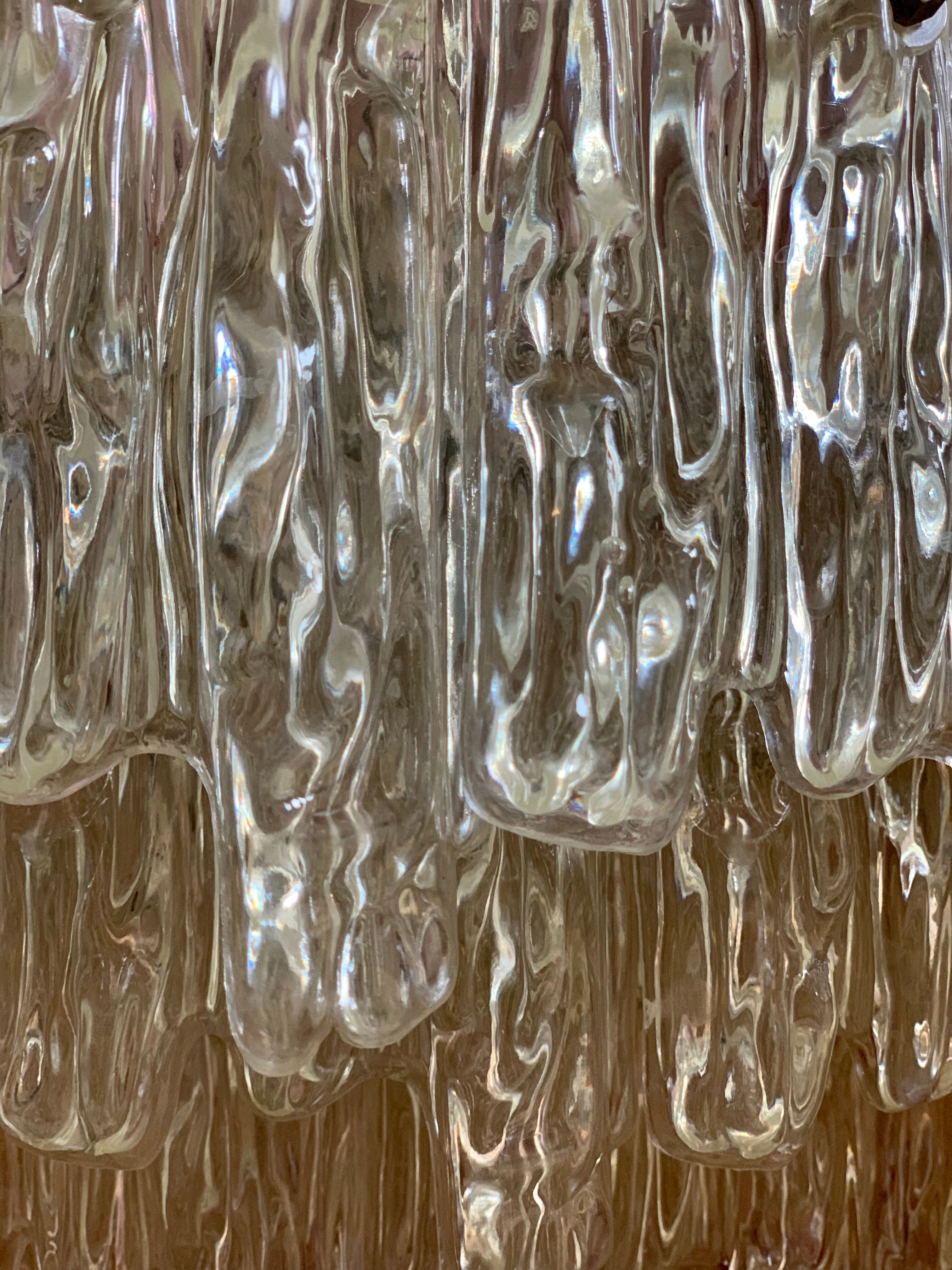 Midcentury ice glass plexi chandelier by kalmar