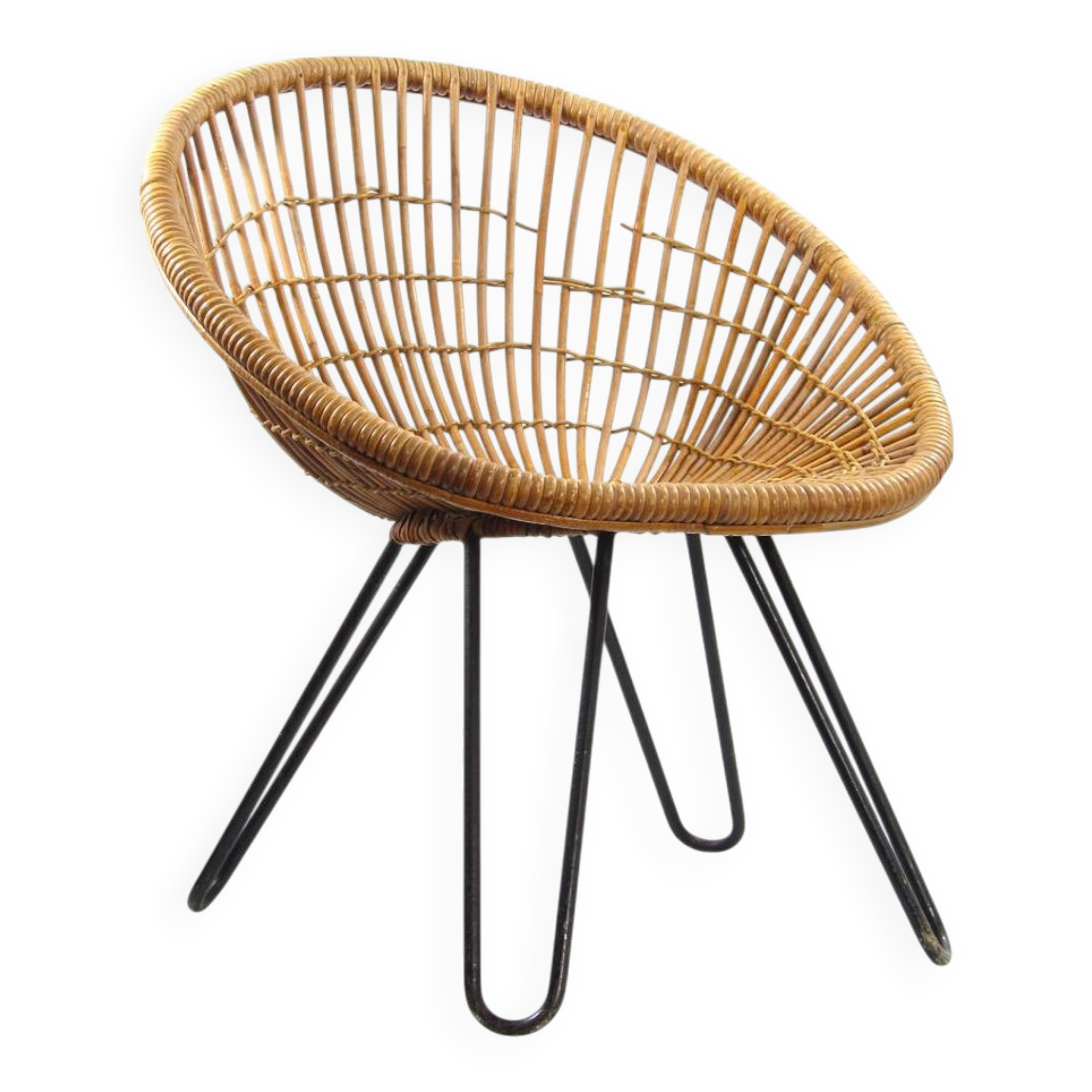 Noordwolde, Dirk van Sliedrecht vintage fifties design rattan chair