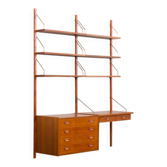 Danish home office shelving system in teak by Preben Sorensen for PS Systems, 1960s