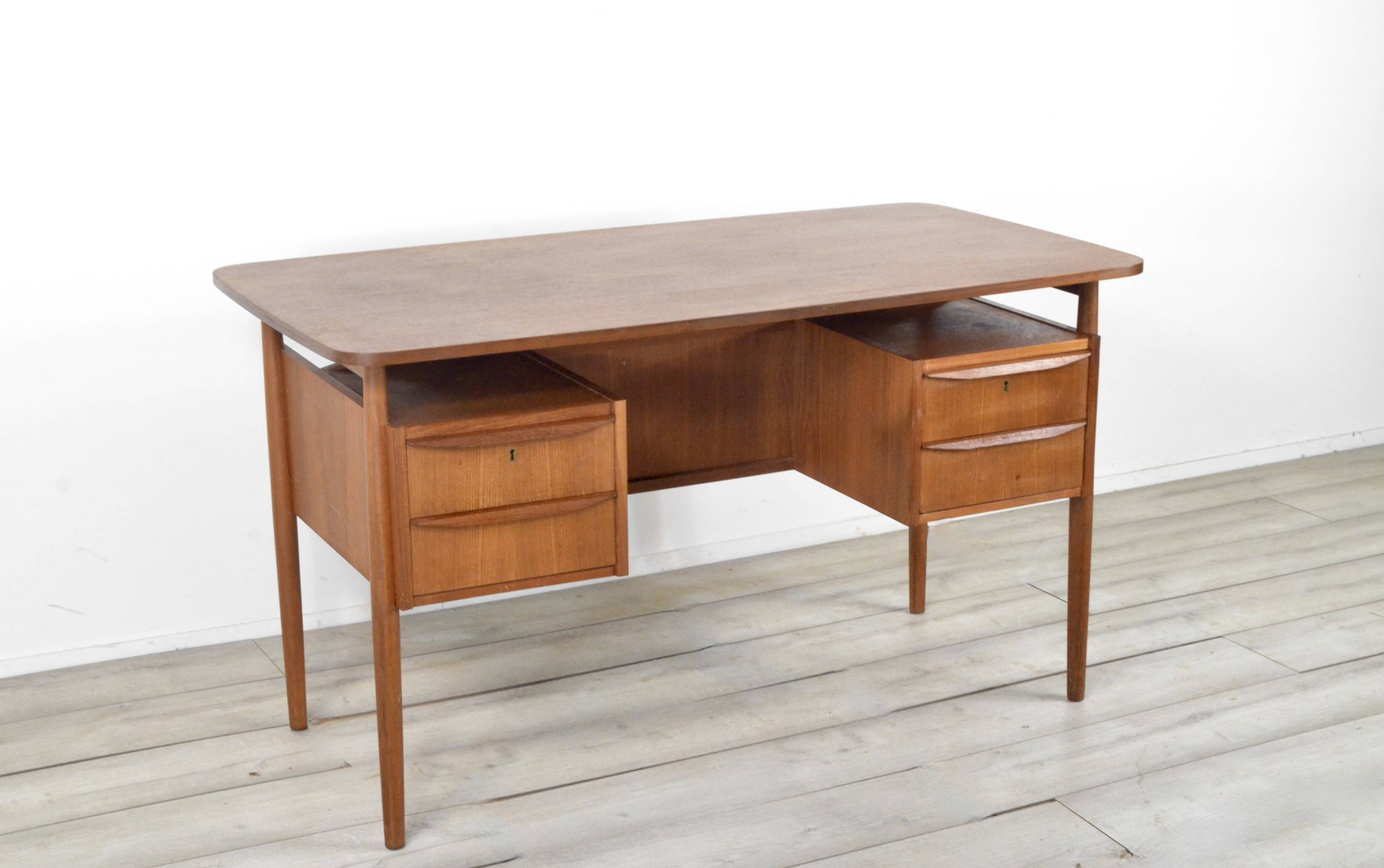 Midcentury Danish Teak Desk By Gunnar Nielsen For Tibergaard.