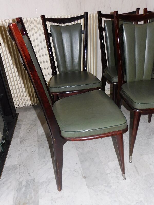 Serie de 6 chaises 1960 en macassar et skyl