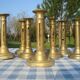 Set of 8 antique brass chandeliers