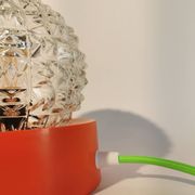 Lampe boule vintage en verre transparent orange