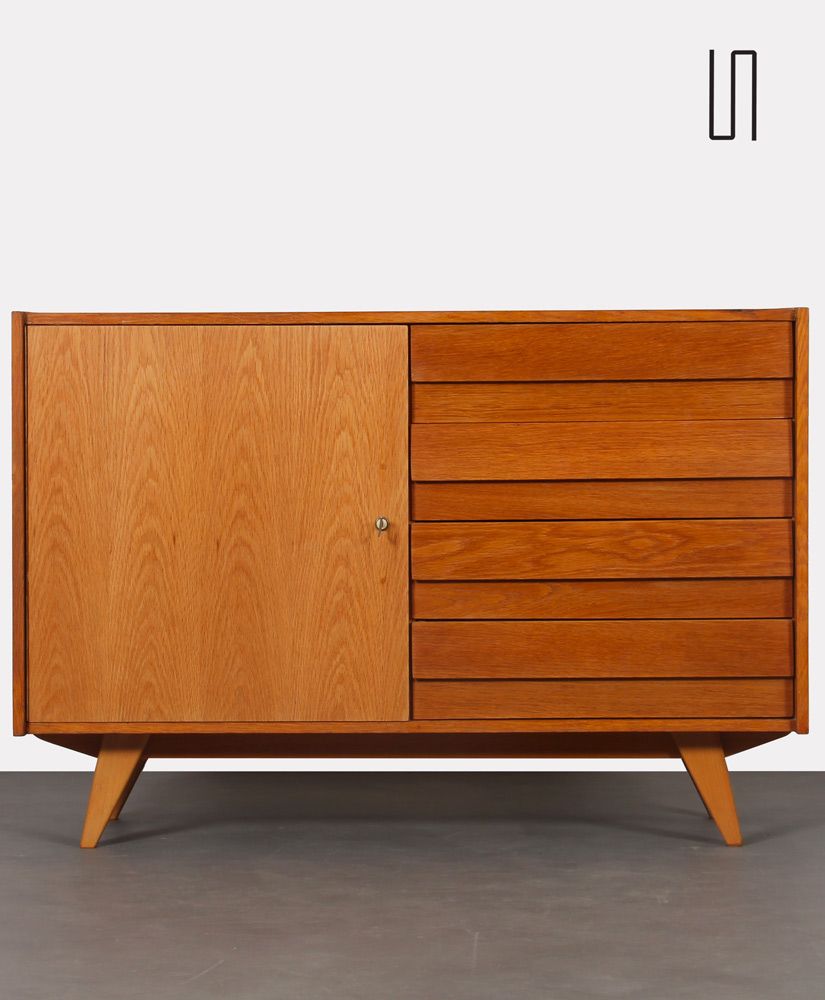 Vintage oak storage by Jiri Jiroutek, model U-458, 1960