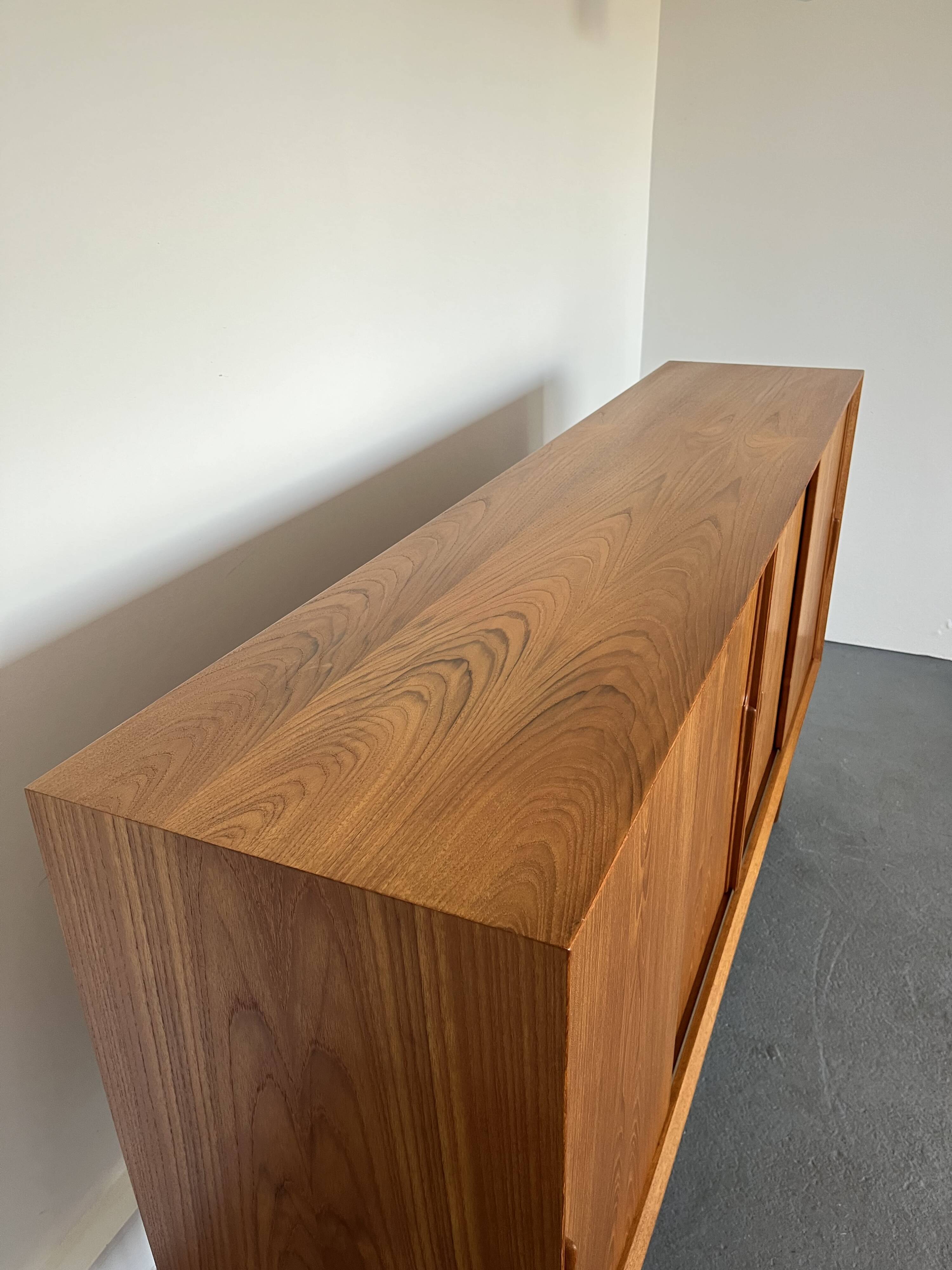 Model 19 High Sideboard in Teak with Sliding Doors by Gunni Omann for Omann Jun, 1960s