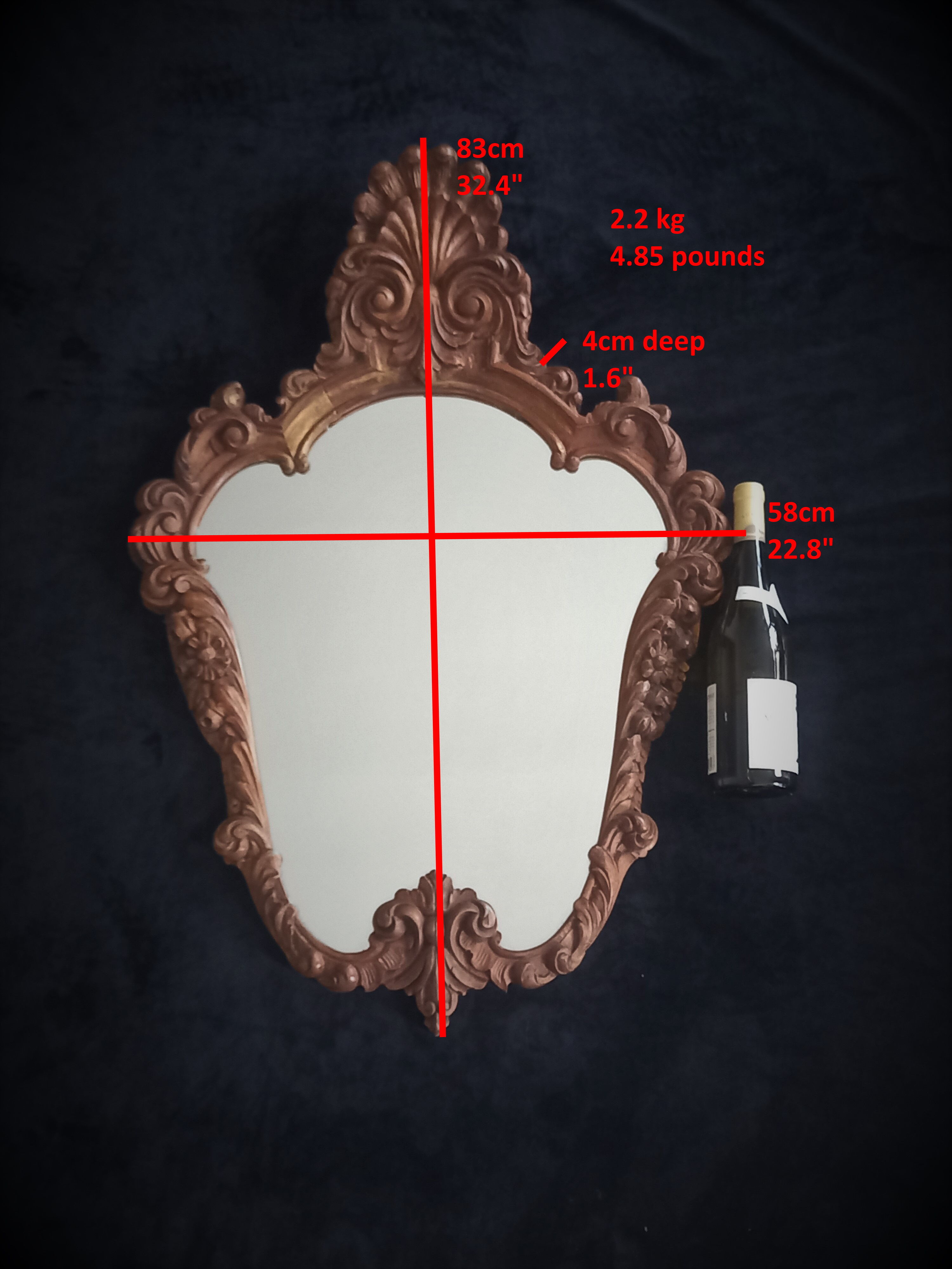 Mirror baroque style in carved walnut – late 19th