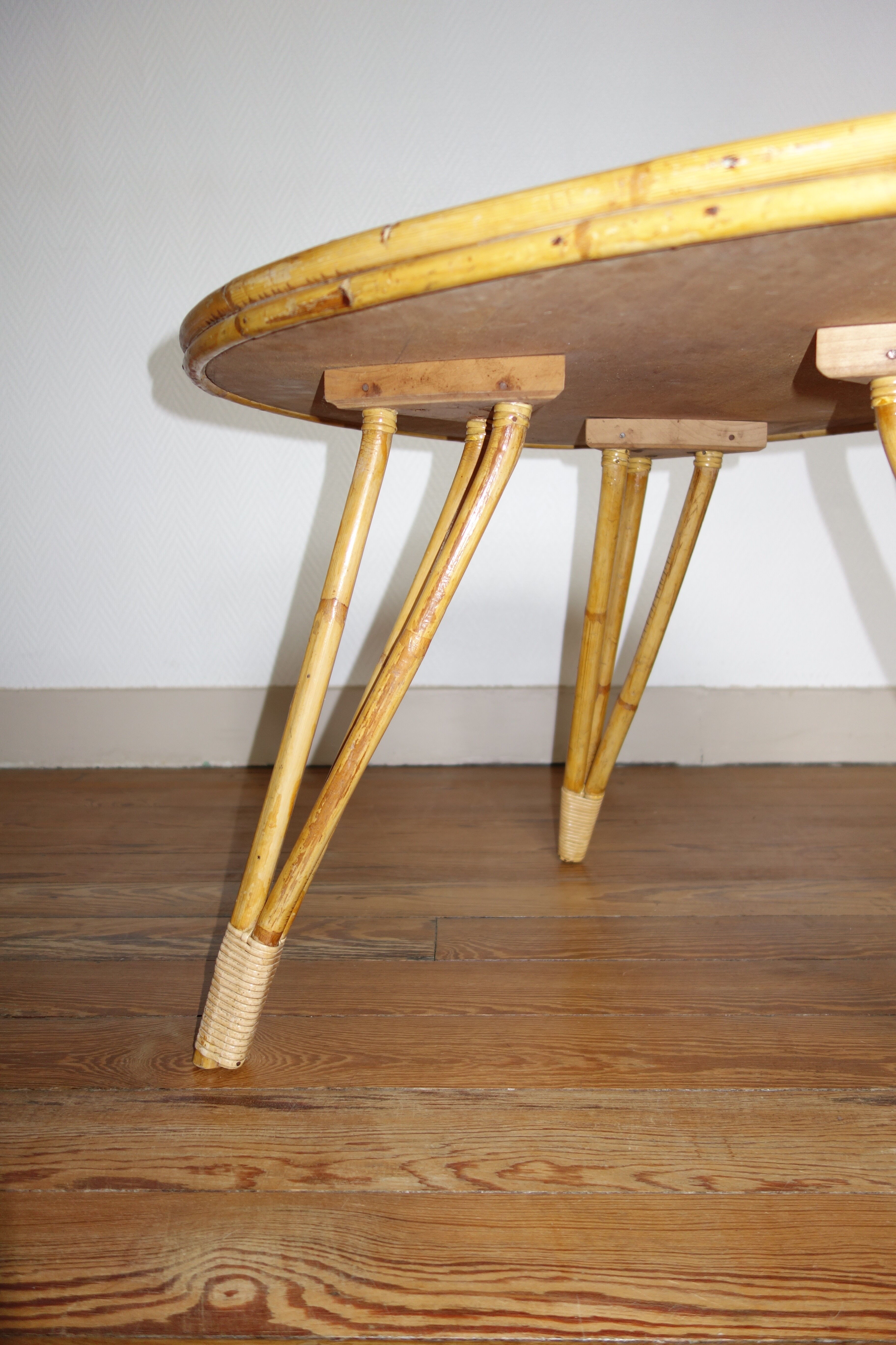 Free form rattan coffee table from the 60