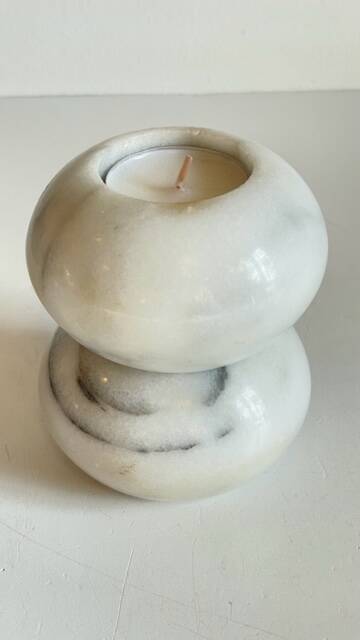2 marble ball tealight holders from the 70s