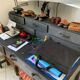 Meuble de bureau en acier et bois cuir