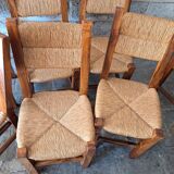 6 chaises en noyer et paillées