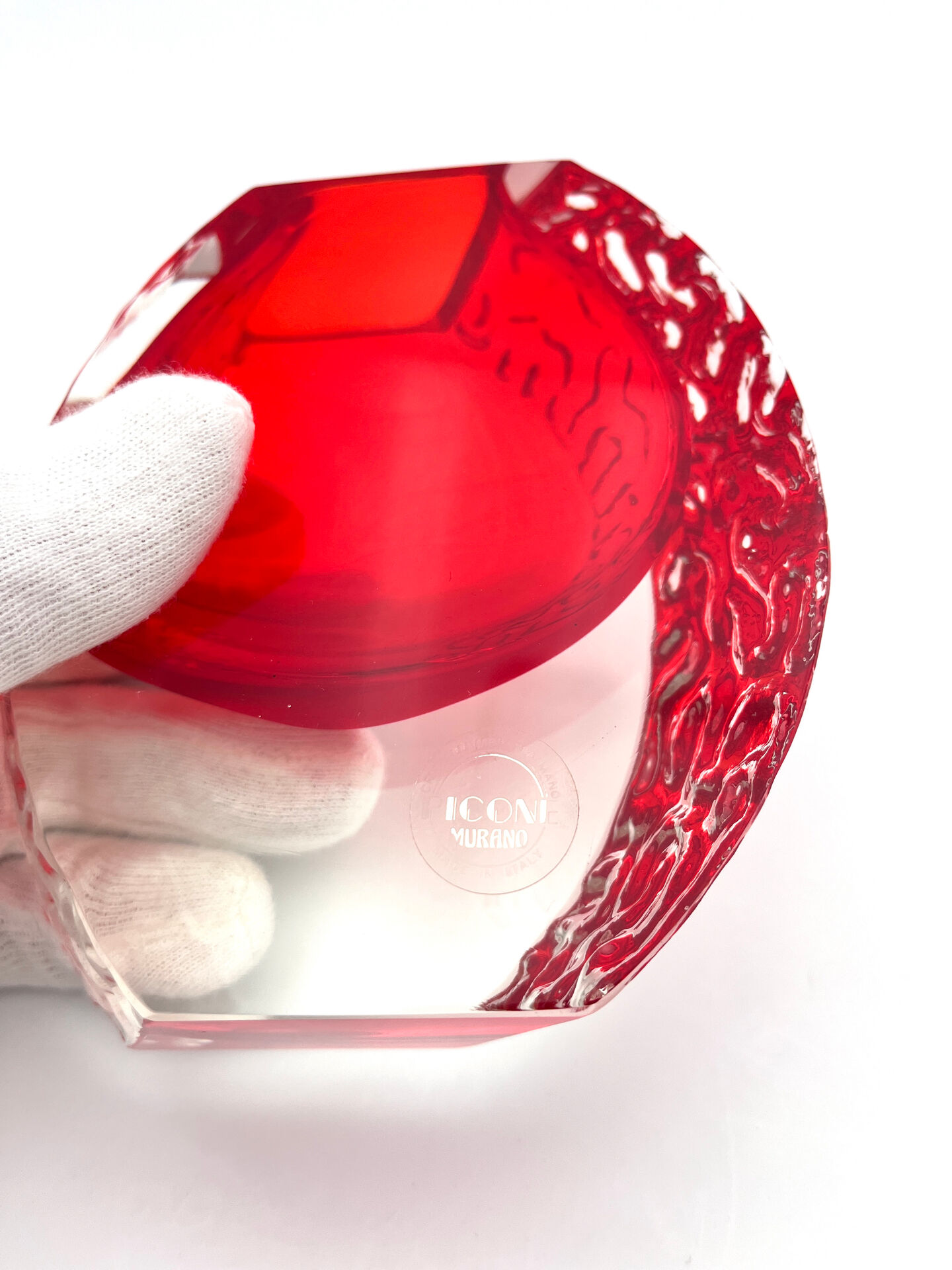 Mandruzzato Murano Vase Sommerso Red Textured Labelled 70s Design